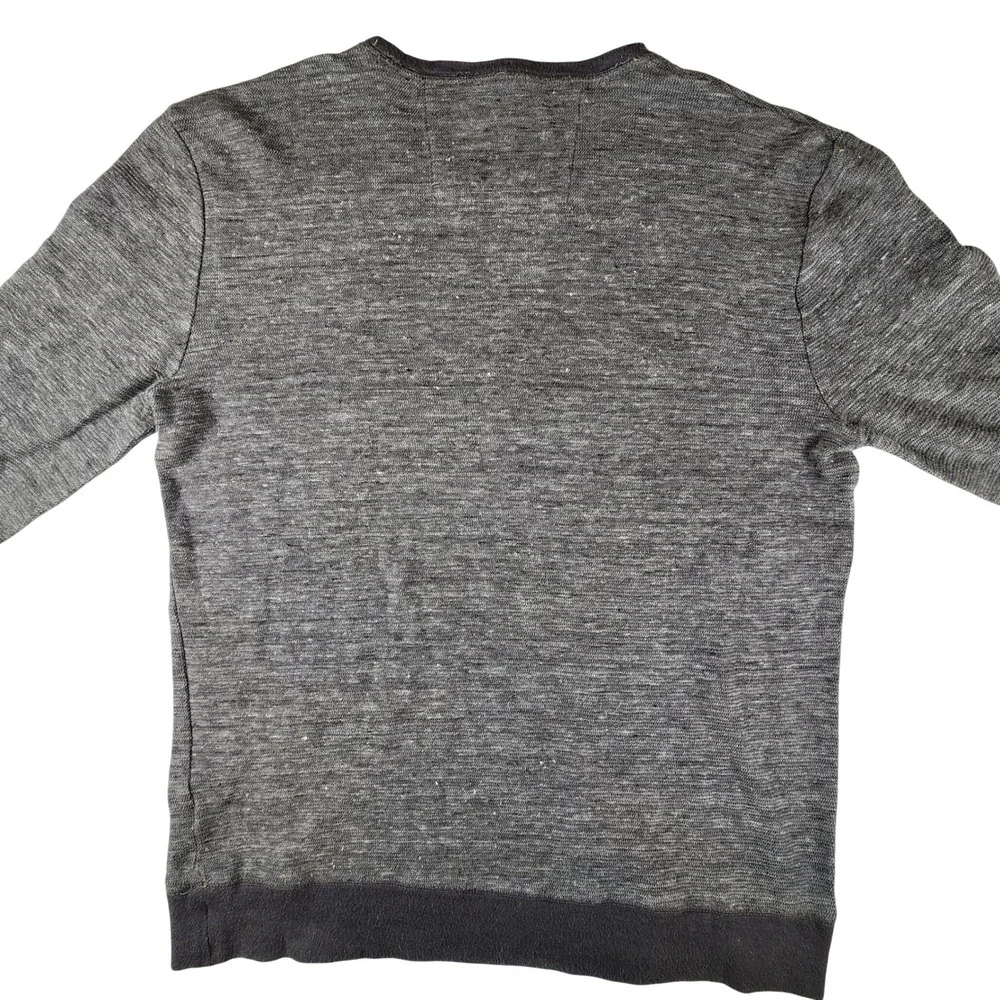 Banana Republic Mens L Charcoal Gray Knit Cotton Linen Sweatshirt Pullover